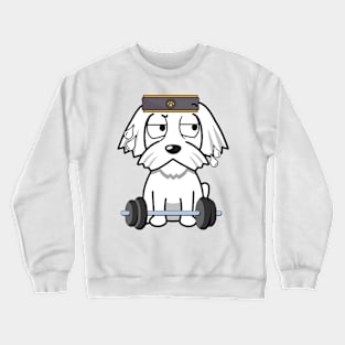 Cute white dog is exercising Crewneck Sweatshirt